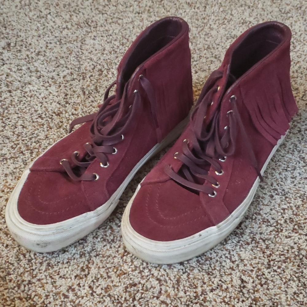 Maroon Fringe High-top Vans